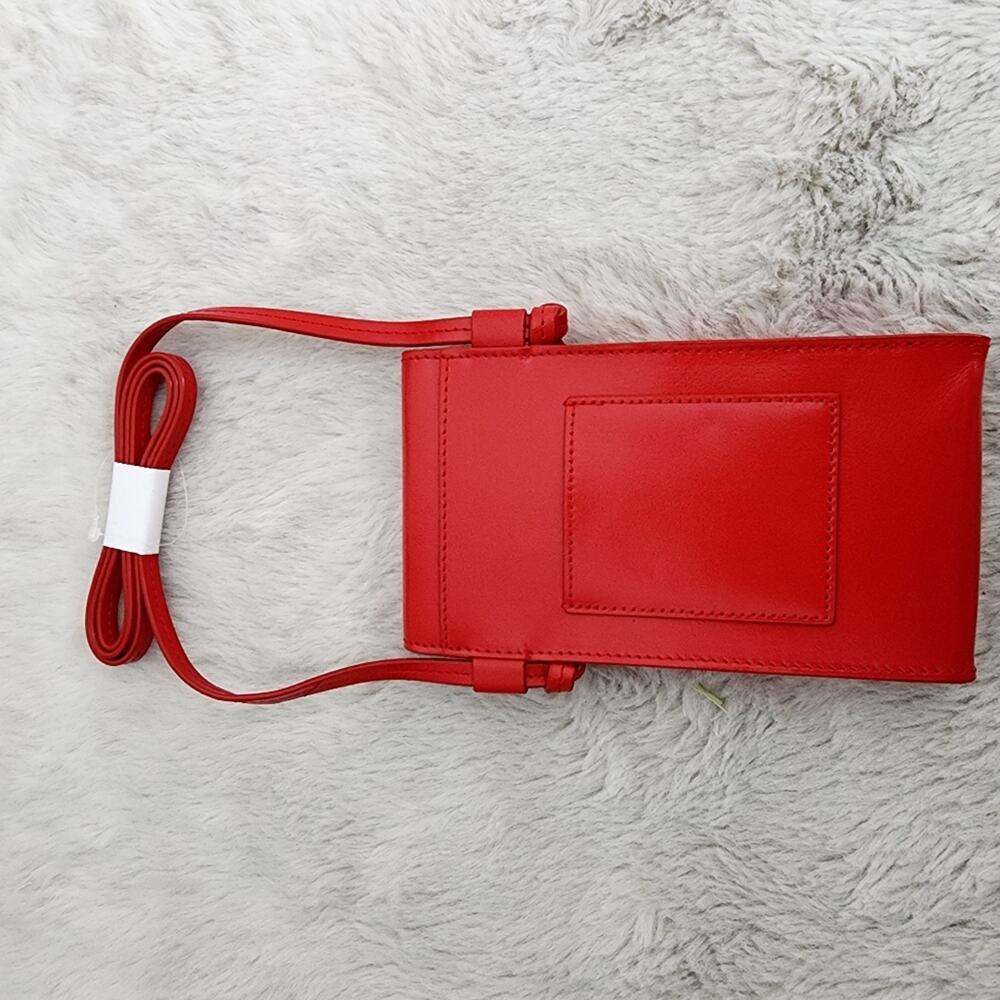 NWT J.Crew Gracie Red Leather Phone Crossbody Bag Mini Envelope Clutch Handbag - Picture 7 of 10